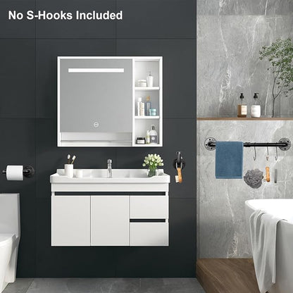 Livabber 5 Pieces Industrial Pipe Bathroom Towel Rack Set, Bath Hardware Include 18 Inch Towel Bar, Toilet Paper Holder, Wall Mounted Heavy Duty Rustic Iron Decor Accessories Kit, Black