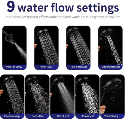 Filtered Shower Head with Handheld, Magnetic Adjustable, Matte black | High Pressure 9 Spray Modes, Hard Water Softener 10-Stage Filtration, Anti-Clog Nozzles, 60-Inch Long Hose