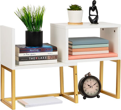 Mind Reader Floating Shelves, Wall-Mounted Office Organizers, Modern MDF Display Storage with Metal Rail, Metal. MDF, Set of 2, White
