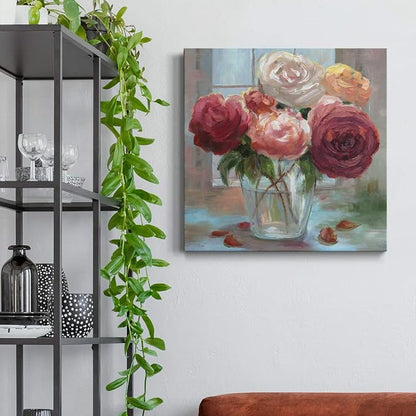 Renditions Gallery Rose Society Wall Art, Premium Gallery Wrapped Canvas Decor, Ready to Hang, 16 in H x 16 in W, Made in America Print