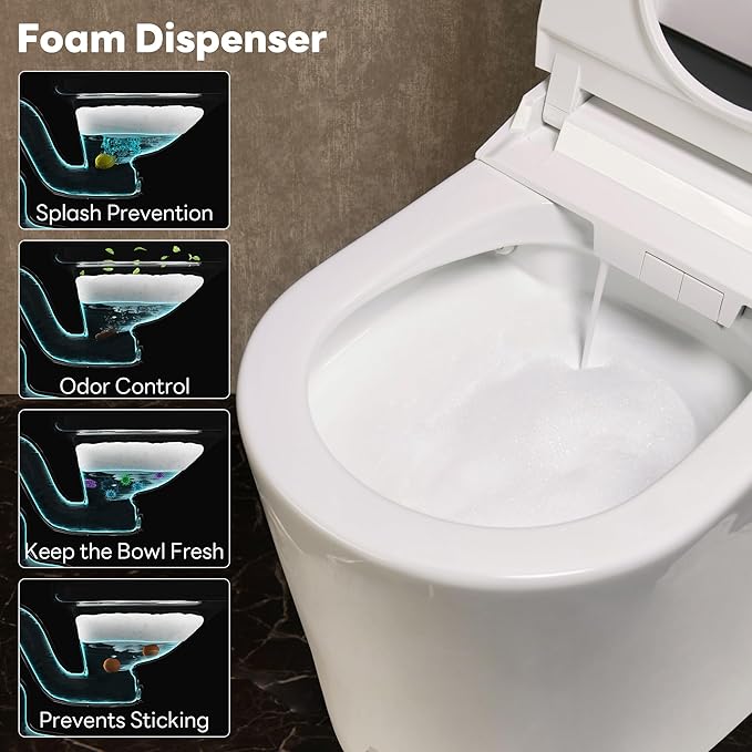 CANEST Smart Toilet with Bidet Built in, Foam Dispenser, 1000g MaP Flushing, Full-Area Seat Sensor, Auto Temperature Control Heated Seat, Auto Open/Close, Foot Sensor, Deodorization, Remote(FC-002SE)