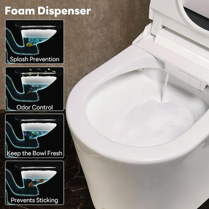 CANEST Smart Toilet with Ultra-Micro Bubble Wash, Foam Dispenser(FC-002PRO) | 0.1s Instant Warm Water, 1000g MAP Flush, Full-Area Seat Sensor, Auto Temp Control, Auto Open/Close,Foot Sensor,Deodorization