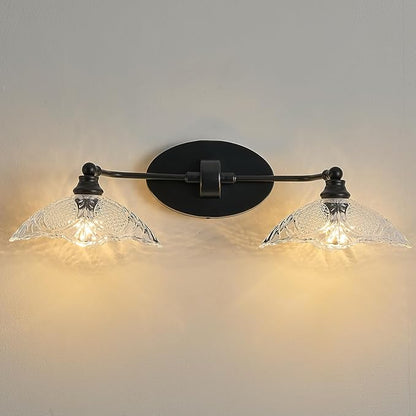 22.83-inch Black Bathroom Mirror Light Fixture， 2-Light E12 Sockets ，Vanity Lights ，Modern Minimalist Makeup Mirror Light Bathroom Vanity Light Fixtures(Bulb not Included)