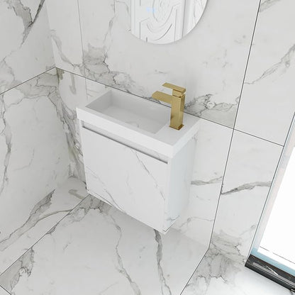 20 Inch Freestanding Bathroom Vanity, 20'' Floor Stand Bathroom Vanity with Sink, Single Sink Cabinet Combo, Modern Storage Cabinet, with Soft Closing Door, 07520CWW