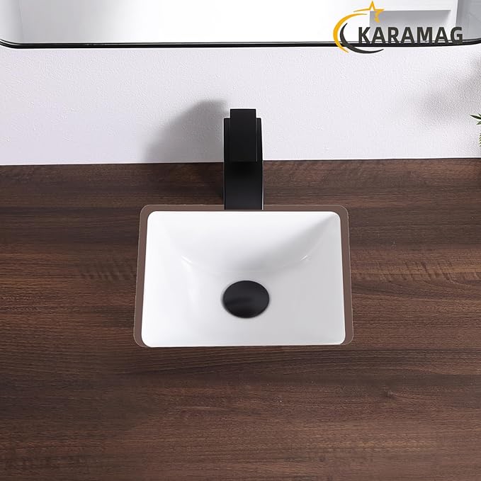 12 Inch Small Undermount Bathroom Sink Rectangle Undermount Sink White Ceramic Under Counter Bathroom Sinks with Overflow (12.0"x10.6")