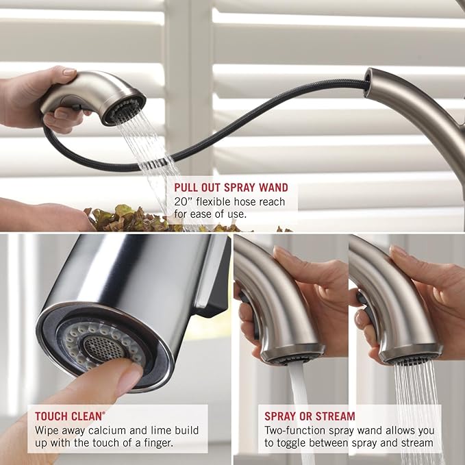 Delta Faucet Linden Pull Out Kitchen Faucet, Oil Rubbed Bronze Kitchen Sink Faucet, Kitchen Faucet with Pull Out Sprayer, Venetian Bronze 4353-RB-DST