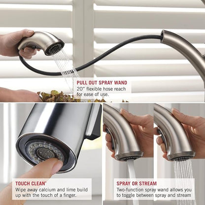 Delta Faucet Linden Single-Handle Kitchen Faucet with Side Sprayer, Oil Rubbed Bronze Kitchen Sink Faucet, Kitchen Faucet with Sprayer, Venetian Bronze 4453-RB-DST