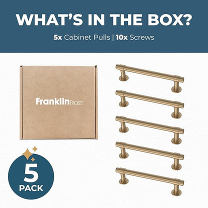 Franklin Brass Francisco (5-Pack) Cabinet Handles 4" Hole Center Pulls | Champagne Bronze Hardware Kitchen Door, Drawers, Dressers, Furniture P29617Z-CZ-B1