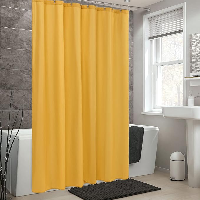 ALYVIA SPRING Waterproof Fabric Shower Curtain or Liner Yellow, 72x72 | 3 Magnets, Soft Cloth & Hotel Quality, Machine Washable, Light-Weight, Standard Size