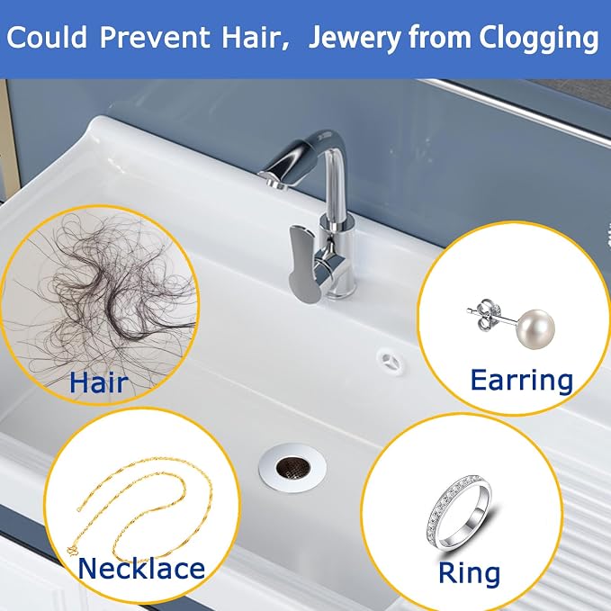 Bathroom Sink Drain Strainers for 1.1"-1.25" Depth Than 1.6" Drain Hole Catcher for Bathroom Sink,Laundry, Utility, RV Sink.Small Conical Bathroom Sink Strainer Basket