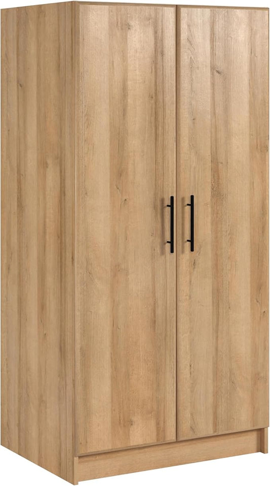 Prepac Elite Tall Garage Storage Cabinet & Pantry Storage Cupboard, 2-Door Freestanding Bathroom or Pantry Cabinet with Adjustable Shelves, 16" D x 32" W x 65" H, Oak