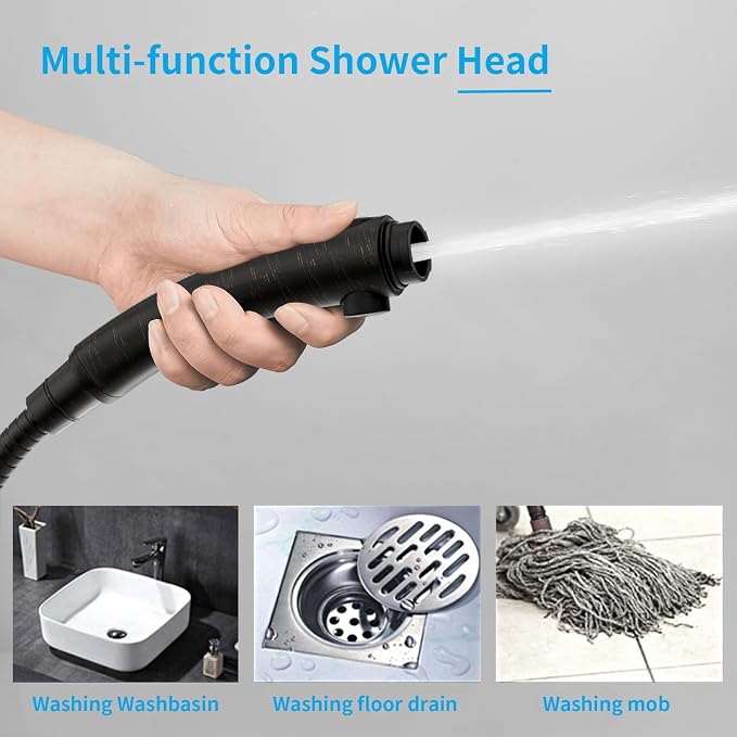 KAIYING RV & Camper High Pressure Handheld Shower Head with Pause Button | 3 Spray Modes with ON/OFF Switch, Detachable Dog Shower Attachment, Pet Shower Wand with Bracket & Hose, Oil-Rubbed Bronze