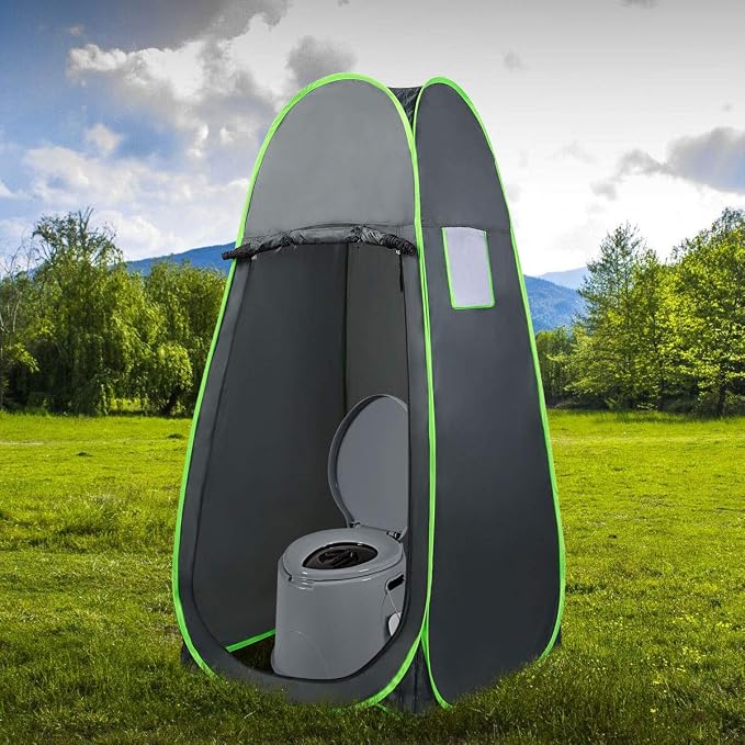 Giantex Portable Travel Toilet with Detachable Inner Bucket and Removable Paper Holder, Lightweight Outdoor & Indoor Toilet for Camping, Hiking, RV, Boating and Trip, Porta Potty