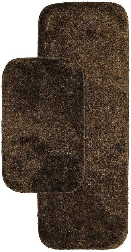 Garland Rug Traditional Nylon Washable Chocolate 2 Bath Rugs (21" X 34", 22" X 60") - Soft, Absorbent, and Stylish for Your Bathroom
