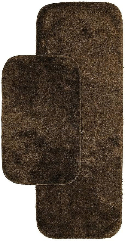 Garland Rug Traditional Nylon Washable Chocolate 2 Bath Rugs (21" X 34", 22" X 60") - Soft, Absorbent, and Stylish for Your Bathroom