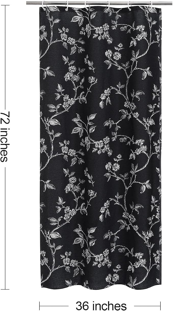 MitoVilla Small Stall Cotton Floral Shower Curtain for Bathroom,36 x 72 | Narrow Half BoHo Cottagecore Spring Shower Curtains, Modern Farmhouse Country Plant Leaves Bathroom Décor, 36 x 72