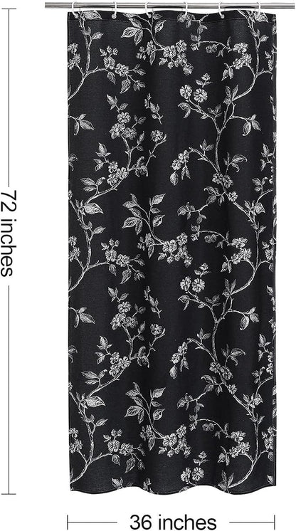 MitoVilla Small Stall Cotton Floral Shower Curtain for Bathroom,36 x 72 | Narrow Half BoHo Cottagecore Spring Shower Curtains, Modern Farmhouse Country Plant Leaves Bathroom Décor, 36 x 72