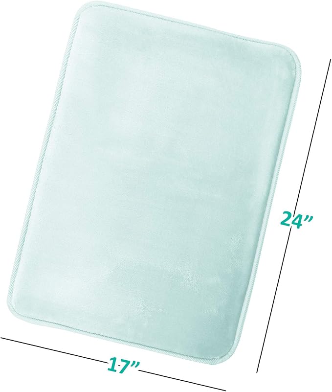 Clara Clark Bathroom Rugs, Velvet Memory Foam Bath Mat, Non-Slip, Machine Washable Bath Rugs - Dries Quickly, Ultra Soft Plush Bath Mats for Bathroom, 17 x 24, Light Blue