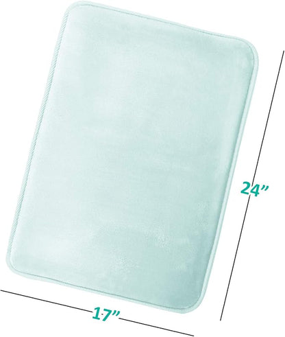 Clara Clark Bathroom Rugs, Velvet Memory Foam Bath Mat, Non-Slip, Machine Washable Bath Rugs - Dries Quickly, Ultra Soft Plush Bath Mats for Bathroom, 17 x 24, Light Blue