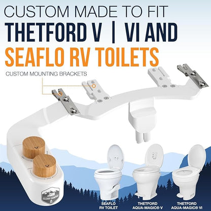 RV Bidet – Only Fits Thetford V, Thetford VI & SeaFlo Plastic Toilets – Not for Porcelain RV Toilets– Easy Install, Front & Rear Spray, Saves 80% TP – Best RV Bathroom Upgrade