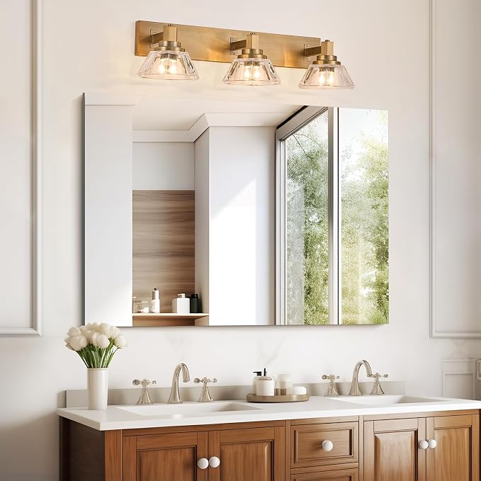 Vintage Bathroom Light Fixtures 3 Lights Vanity Light Matte Antique Brass Finish Vanity Light for Bathroom(13.2 pounds)