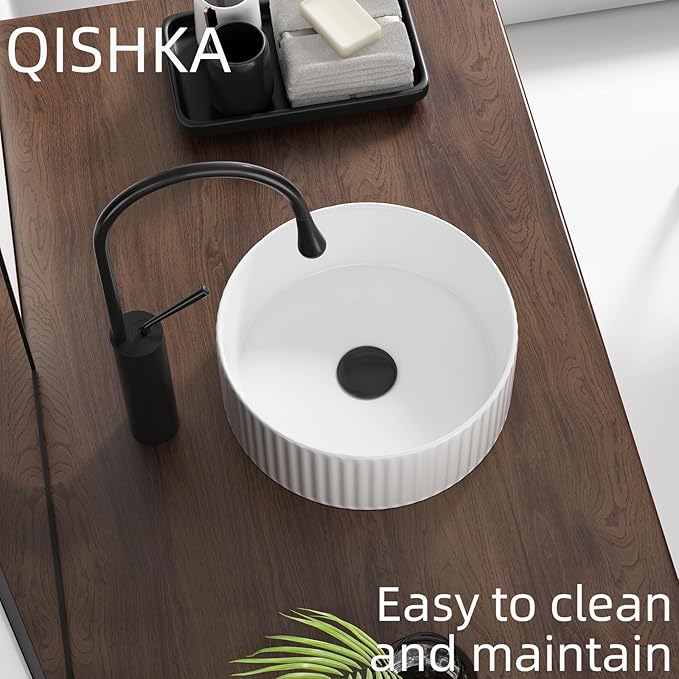 Round Vessel Sink 12 Inch Above Counter - White Ceramic Countertop Bathroom Sink, 12" x 12" Modern Vanity Art Basin Porcelain Hand Wash Basin