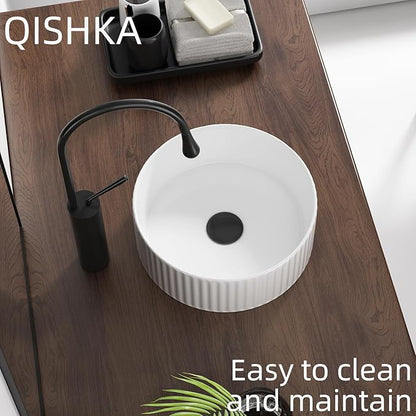 Round Vessel Sink 12 Inch Above Counter - White Ceramic Countertop Bathroom Sink, 12" x 12" Modern Vanity Art Basin Porcelain Hand Wash Basin