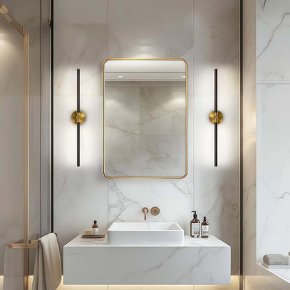 31" Modern Bathroom Vanity Light, Black and Gold Bathroom Light Fixture | Upgraded Bright 18W, 4000K, 360° Rotatable, CRI 90+, Brushed Gold Vanity Lights, LED Bathroom Lighting Fixtures over Mirror