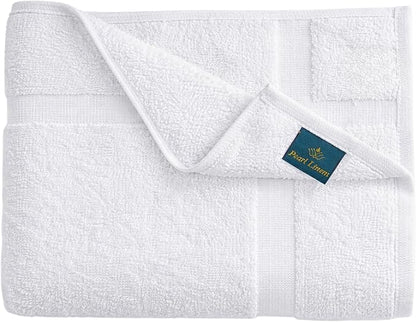 Pearl Linens Pack of 6 100% Cotton Bath Mat Towels, 20x30 inches, Soft & Absorbent Floor Towels for Bathroom, Not Bathroom Rugs, After Shower Mat, 687 GSM, Machine Washable, Airbnb Essentials, White