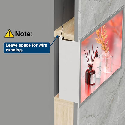 18X12 RGB Shower Niche, Brushed Nickel Stainless Steel LED Wall Niche, No Tile Needed Wall Cabinet for Bathroom Storage Built-in Installation