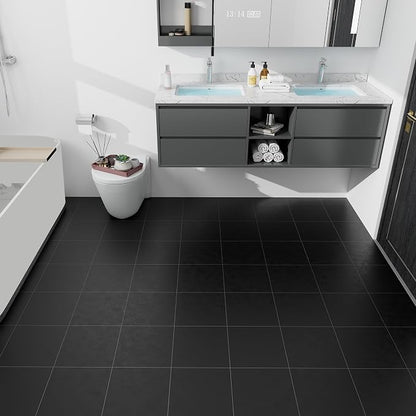 Lareko 60Sq.Ft Black Marble Peel and Stick Vinyl Floor Tiles,60 Tiles - 12" x 12",Waterfproof and Self Adhesive Vinyl Sticker Tiles,Laminate Flooring for for Kichen,Bathroom,Dining Room(Black)
