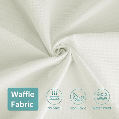 3 in 1 Shower Curtain Set, Waffle Shower Curtain and Liner Set with 12 Double Sided Shower Curtain Hooks, 258GSM Luxury Weighted Cloth Shower Curtains for Bathroom, 72 W x 72 H, Cream
