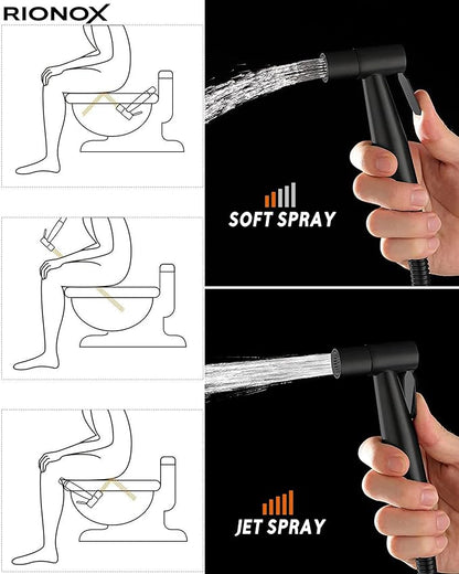 Handheld Bidet Sprayer Kit - Adjustable Water Pressure Jet for Toilet, Bidet for Toilet, Easy Installation, Quality Stainless Steel, Durable Internals, Leakproof Design (Matte Black)