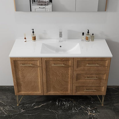 48 in. W x 18.2 in. D Single Sink Bathroom Vanity Top with Integrated Resin Basin, Stain-Resistant & Scratch-Resistant Bathroom Countertop, Without Matte Black Faucet & Pop up-Drain, White