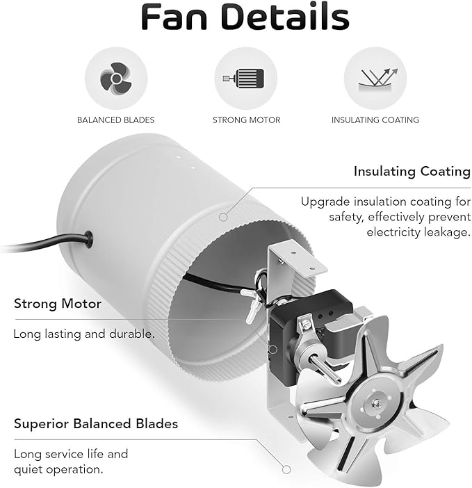 iPower 6 inch Inline Booster Fan and 16 Feet Non-Insulated Flex Air Aluminum Ducting Vent Hose for Kitchen Bathroom Grow Tent HVAC Exhaust or Intake