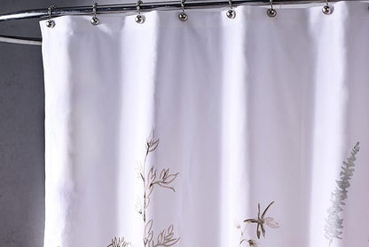 Maison d' Hermine Shower Curtain 100% Cotton One Panel 70"x72" Washable Fabric Shower Curtains for Bathroom, Easy Hanging with 12 Button Holes - Hotel Spa Easter Gifts (Meadow Florals - Brown)