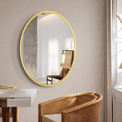 32x24 Gold Oval Bathroom Mirror for Over Sink, Aluminum Frame | HD Reflection No Distortion, Aluminum Frame, Mounting Hardware for Vertical or Horizontal Mount