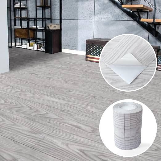Art3d 60 Sq.ft Peel and Stick Floor Tiles, 40Pcs Luxury Vinyl Plank Flooring Wood Look, Adhesive and Waterproof Tile Sticker for Bedroom, Living Room, Kitchen, Light Gray