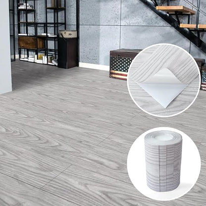 Art3d 60 Sq.ft Peel and Stick Floor Tiles, 40Pcs Luxury Vinyl Plank Flooring Wood Look, Adhesive and Waterproof Tile Sticker for Bedroom, Living Room, Kitchen, Light Gray