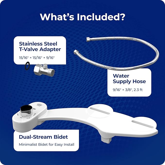 Squatty Potty Refresh-it Dual Stream Fresh Water Bidet Toilet Seat Attachment Non Electric