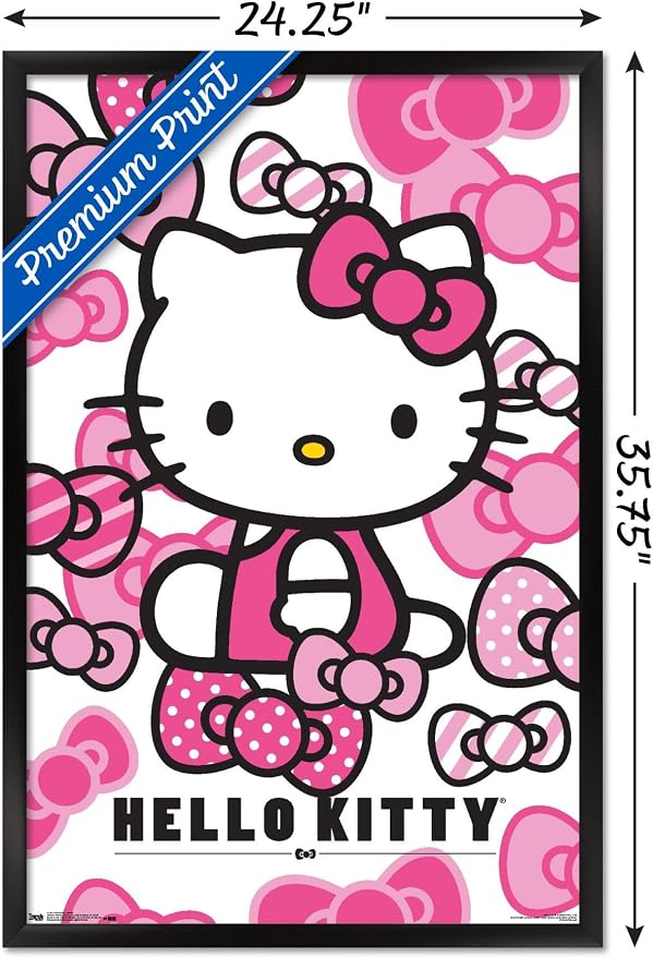 Trends International Hello Kitty - Bows Wall Poster, 22.375" x 34", Black Framed Version
