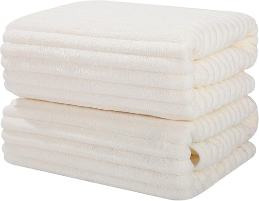 Luxury 2-Piece Quick-Dry Bath Towel Set 27.5X 55 Inches – Ultra Soft Microfiber for Bathroom, Bar, Pool, Gym & Travel – Elegant Twill Design