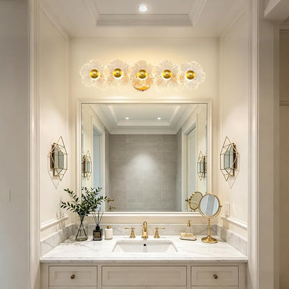27" Bathroom Light Fixtures,Vanity Lights,Bathroom Vanity Light | 5 light,3CCT,LED,Daisy,Wall Sconces,Girly,Floral,Elegant,Fancy,for Restroom,Living Room,Bedroom,Mirror