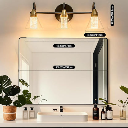 WILON Bathroom Vanity Light, 3-Light LED Vanity Light Fixtures Over Mirro | 5 Color Modes 2700K-6500K, Bubble Glass Effect, Hardwired Installation, Flicker-Free LED, Eye Protection