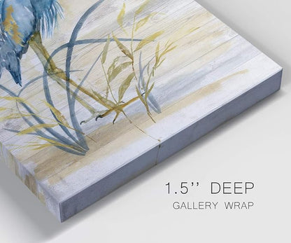 Renditions Gallery Canvas Animal Wall Art Modern Paintings & Prints Decorations Blue Resting Heron Abstract Nature Wall Hanging Artwork for Bedroom Living Room Office Kitchen - 18"x27" LT02