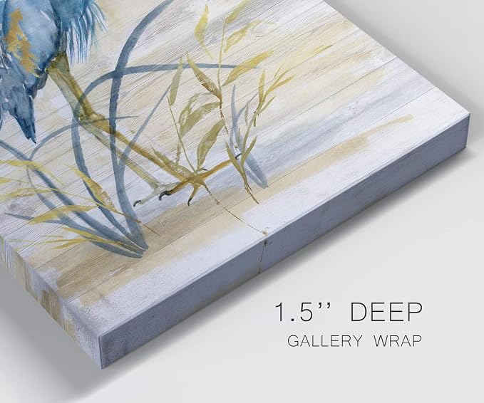 Renditions Gallery Canvas Animal Wall Art Modern Paintings & Prints Decorations Blue Resting Heron Abstract Nature Wall Hanging Artwork for Bedroom Living Room Office Kitchen - 12"x18" LT02