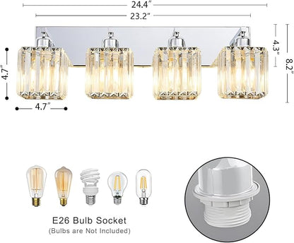 Bathroom Light Fixtures Crystal Modern Vanity Lighting Fixtures 4 Light Chrome Bathroom Vanity Light
