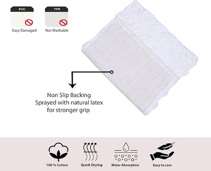 Home Weavers Bell Flower Collection 100% Cotton Tufted Bath Rugs, Extra Soft and Absorbent Bath Rugs, Non-Slip Bath Mats, Machine Washable, Bath Mats for Bathroom Floor, 17"x30" Slice Rug, White