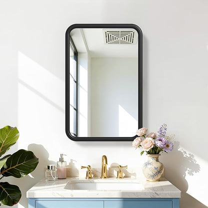 Casaphoria 30" H x 20" W Bathroom Medicine Cabinet with Mirror, Metal Frame Wall Medicine Cabinets Mirrors, Wall Mirror Cabinet, Black