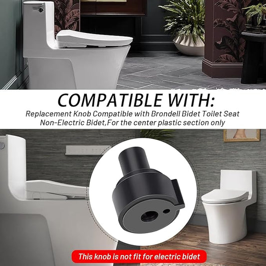 Replacement Knob(1PCS) Compatible with Brondell Bidet Toilet Seat Non-Electric Bidet(For the center plastic section only) - Black